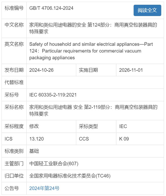 用电器国家标准发布爱游戏app4项家(图1)